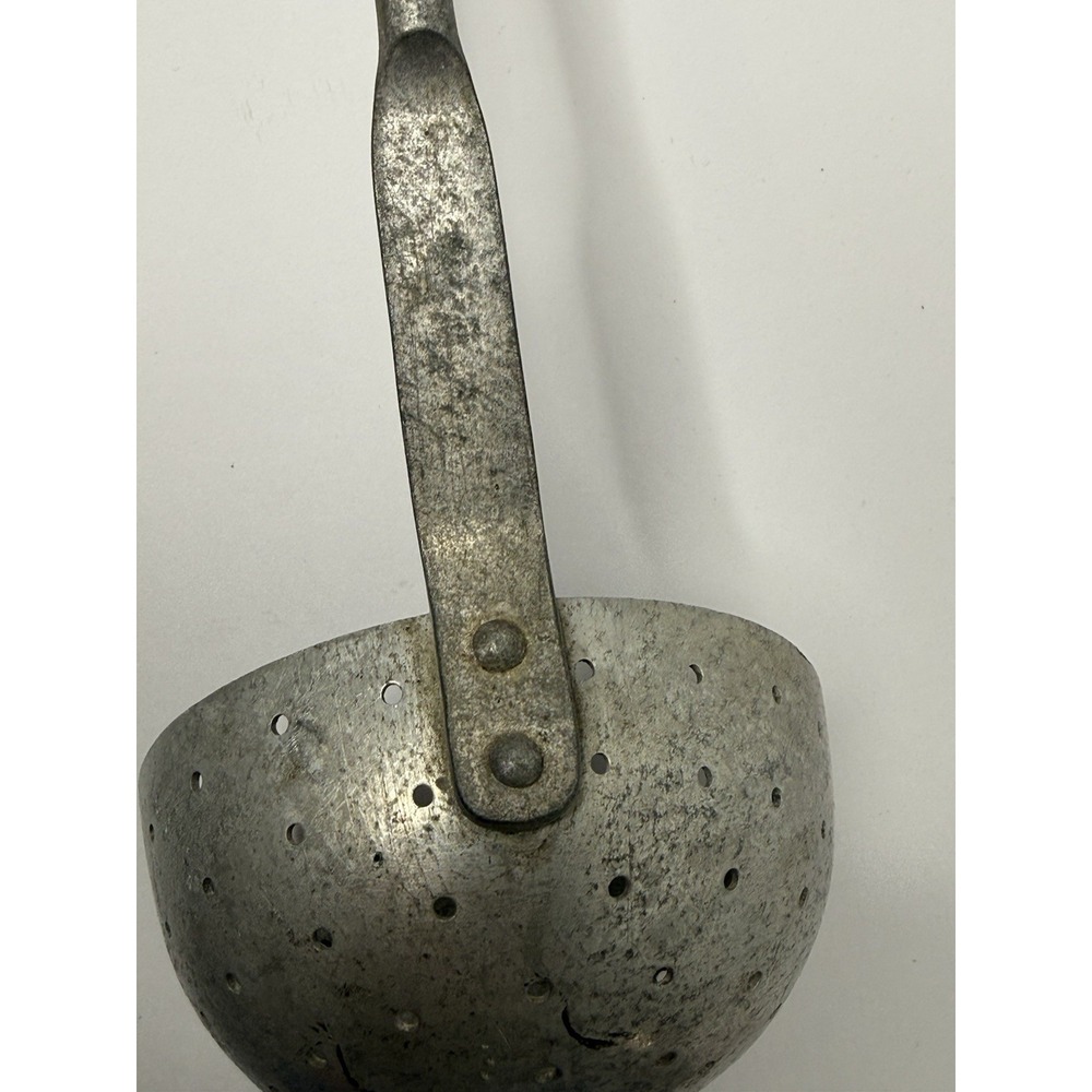 Aluminum Ladle Farmhouse Pierced Kitchen Cooking Strainer Germany Chef Antique - Picture 5 of 9